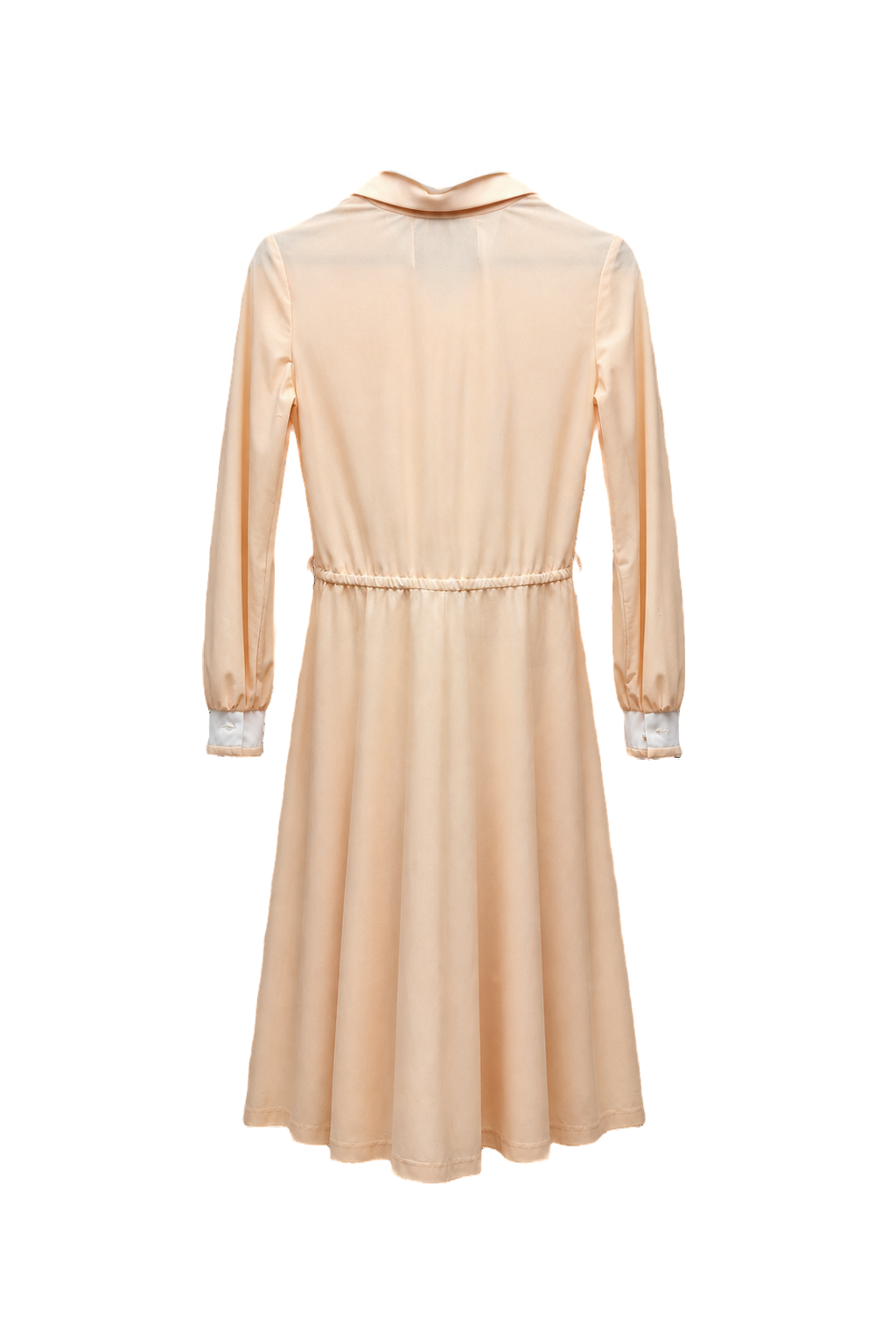 1960s Peach Polyester Dress - Back View