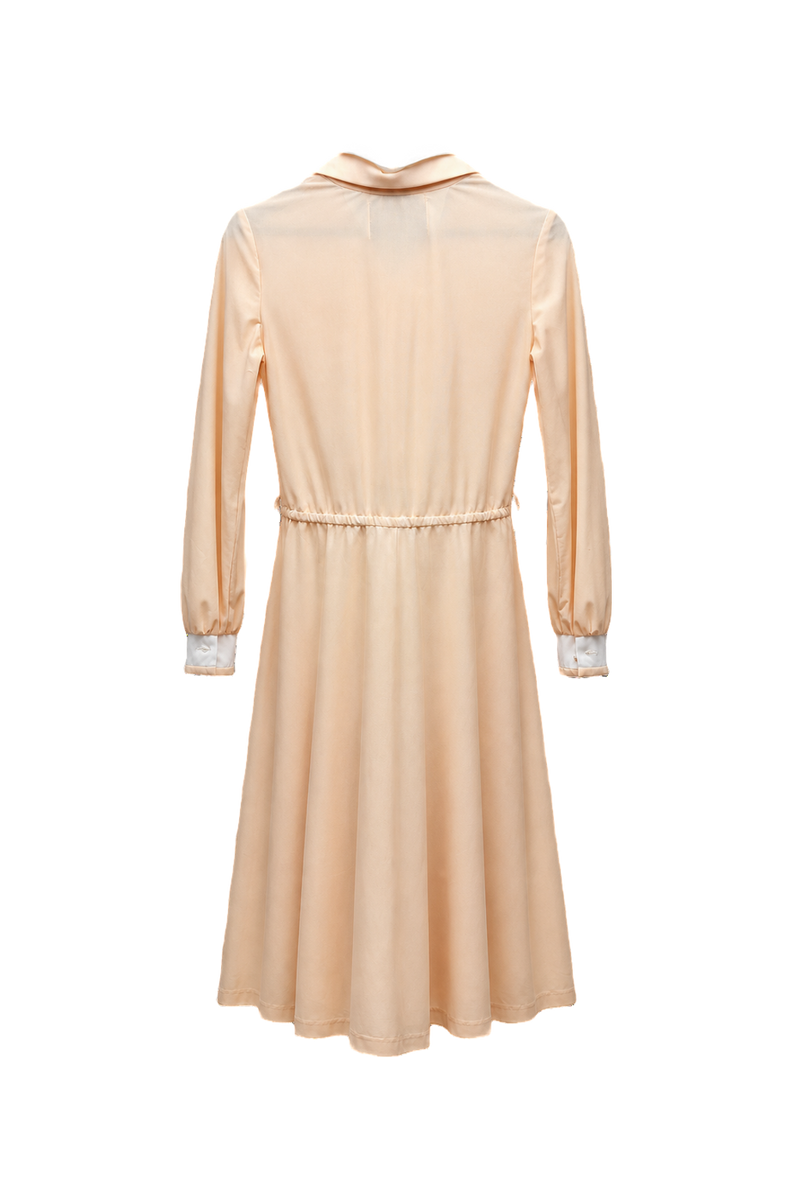 1960s Peach Polyester Dress - Back View