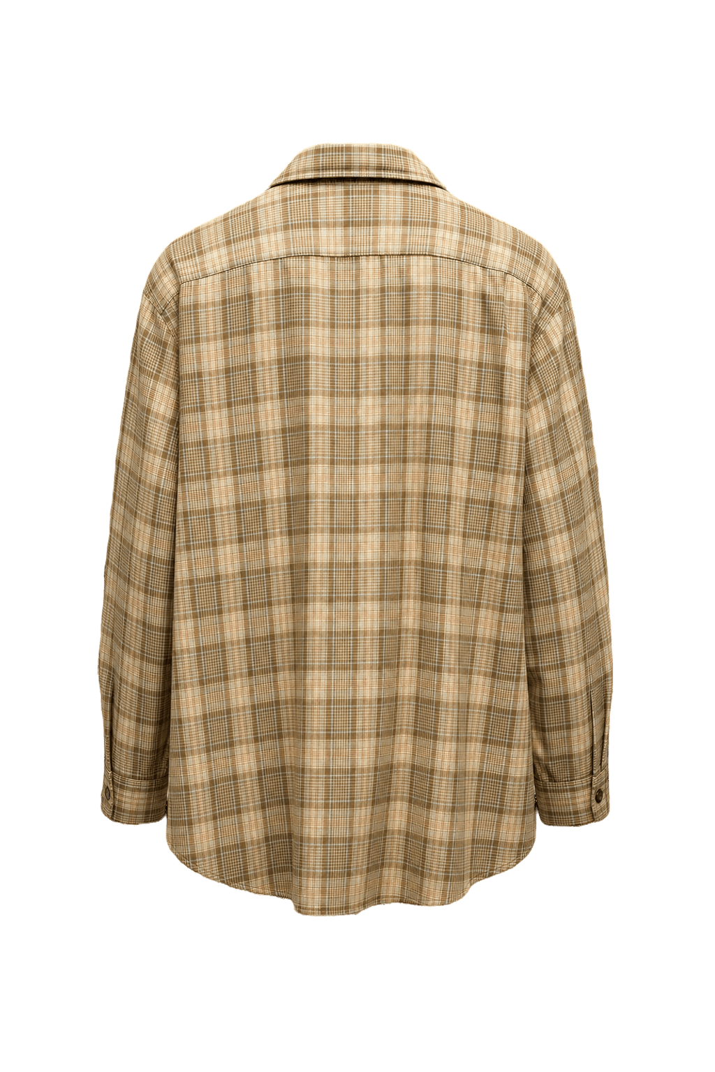 1990s Beige Cotton Button-Down Shirt - Back View