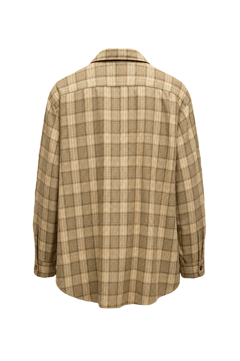 1990s Beige Cotton Button-Down Shirt - Back View