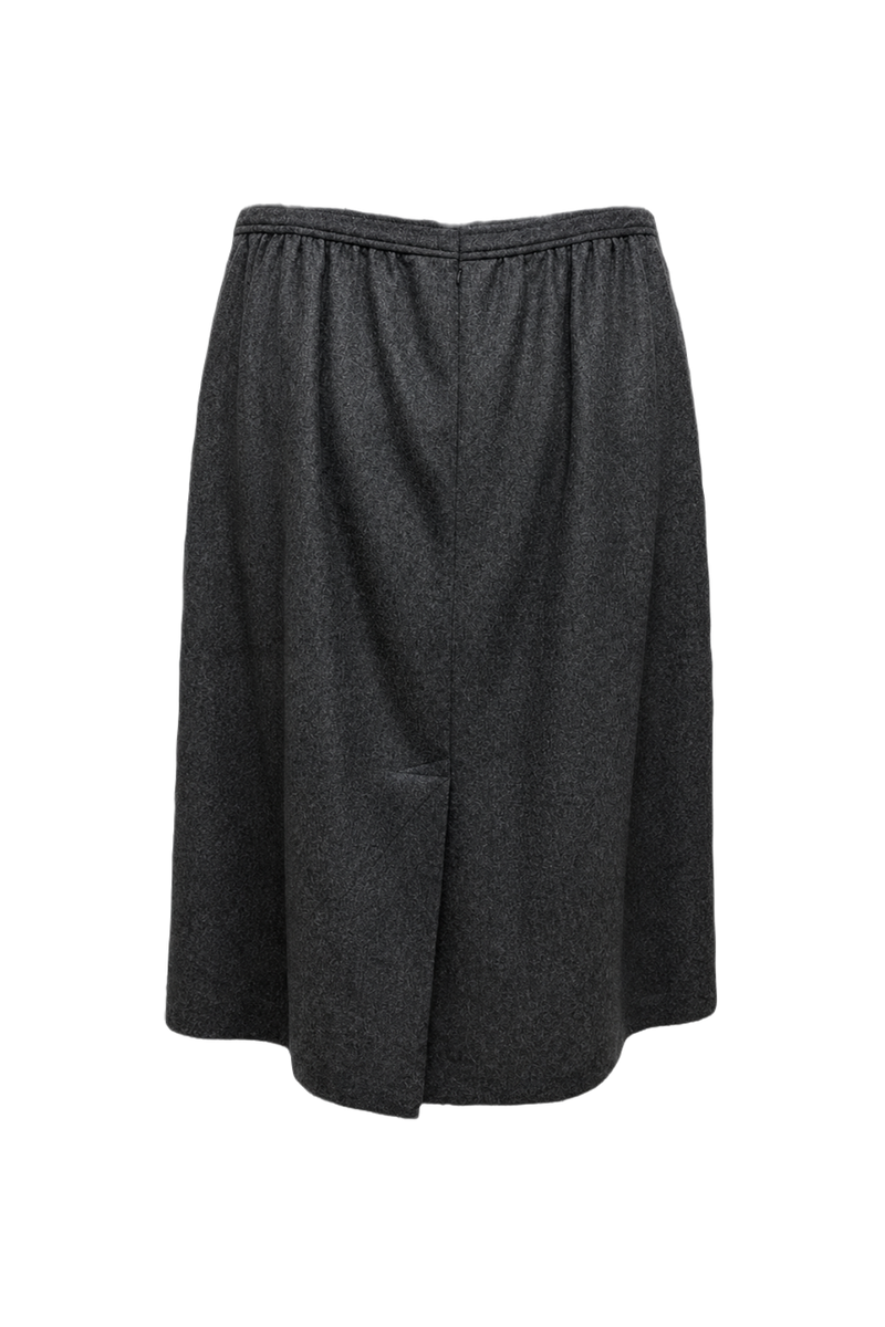 1970s Charcoal Grey Wool Skirt - Back View