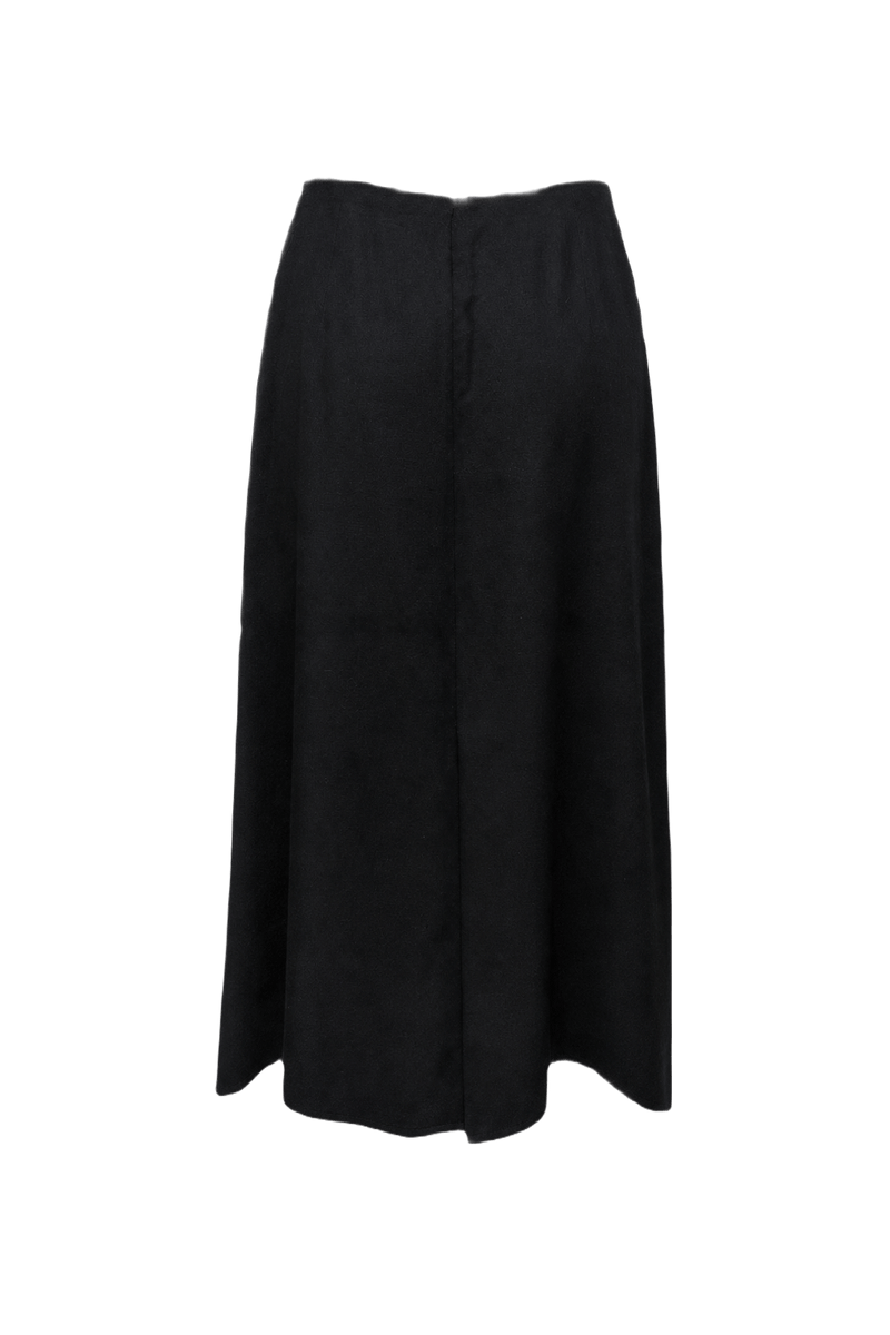 1980s Black Polyester Skirt - Back View