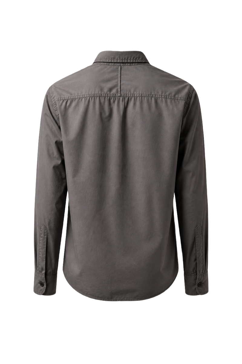 1990s Gray Cotton Shirt - Back View
