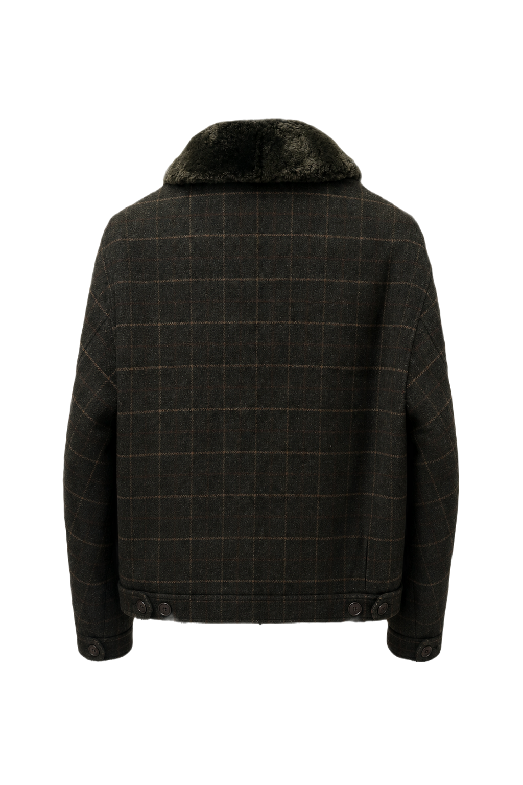 1980s Dark Green Wool Blend Jacket - Back View