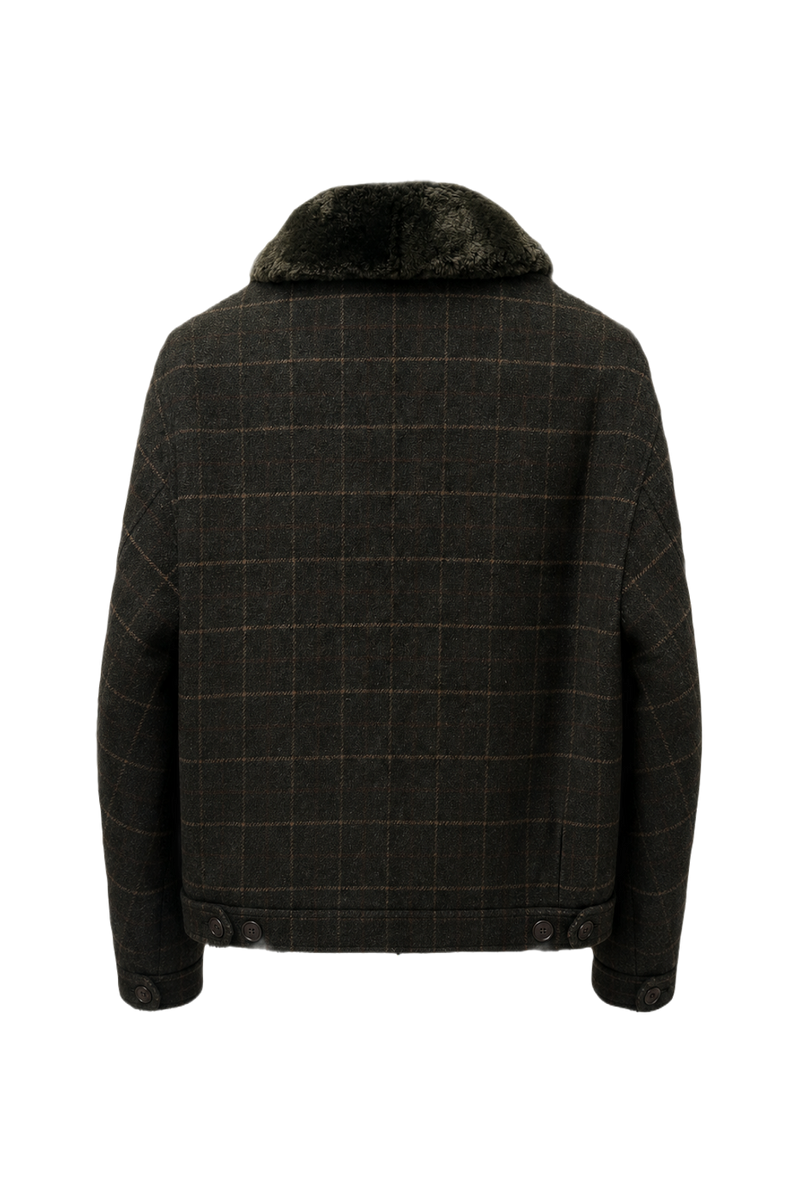 1980s Dark Green Wool Blend Jacket - Back View