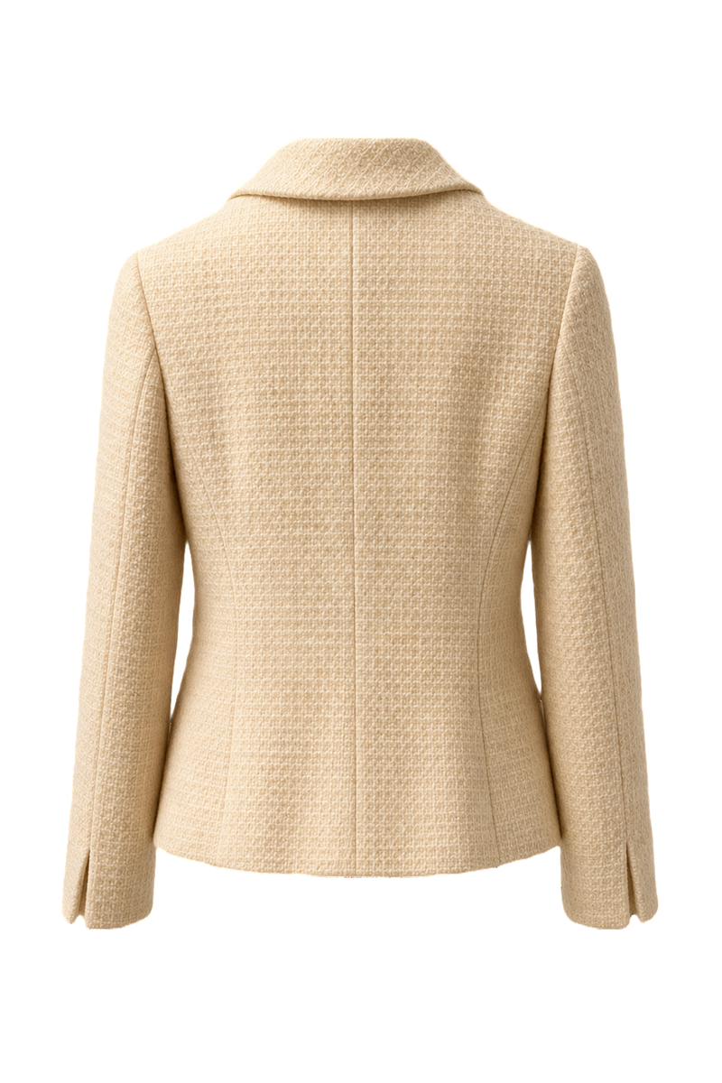 1990s Cream Wool Blend Blazer - Back View