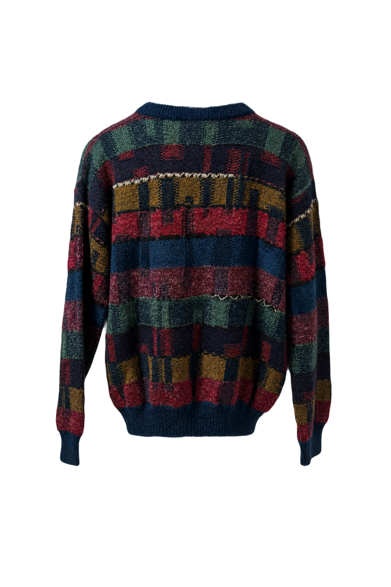 1990s Navy Blue Wool Blend Sweater - Back View