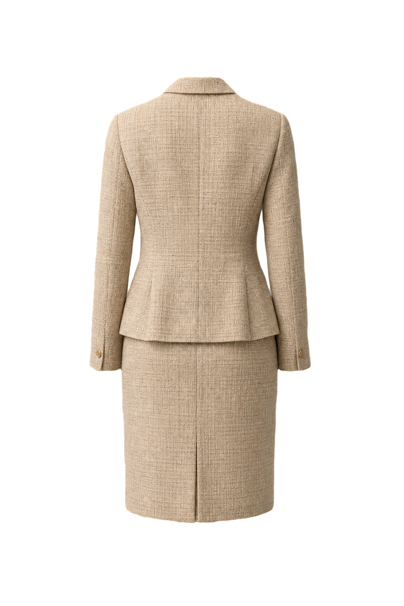 1980s Beige Polyester Blend 2-Piece Suit - Back View