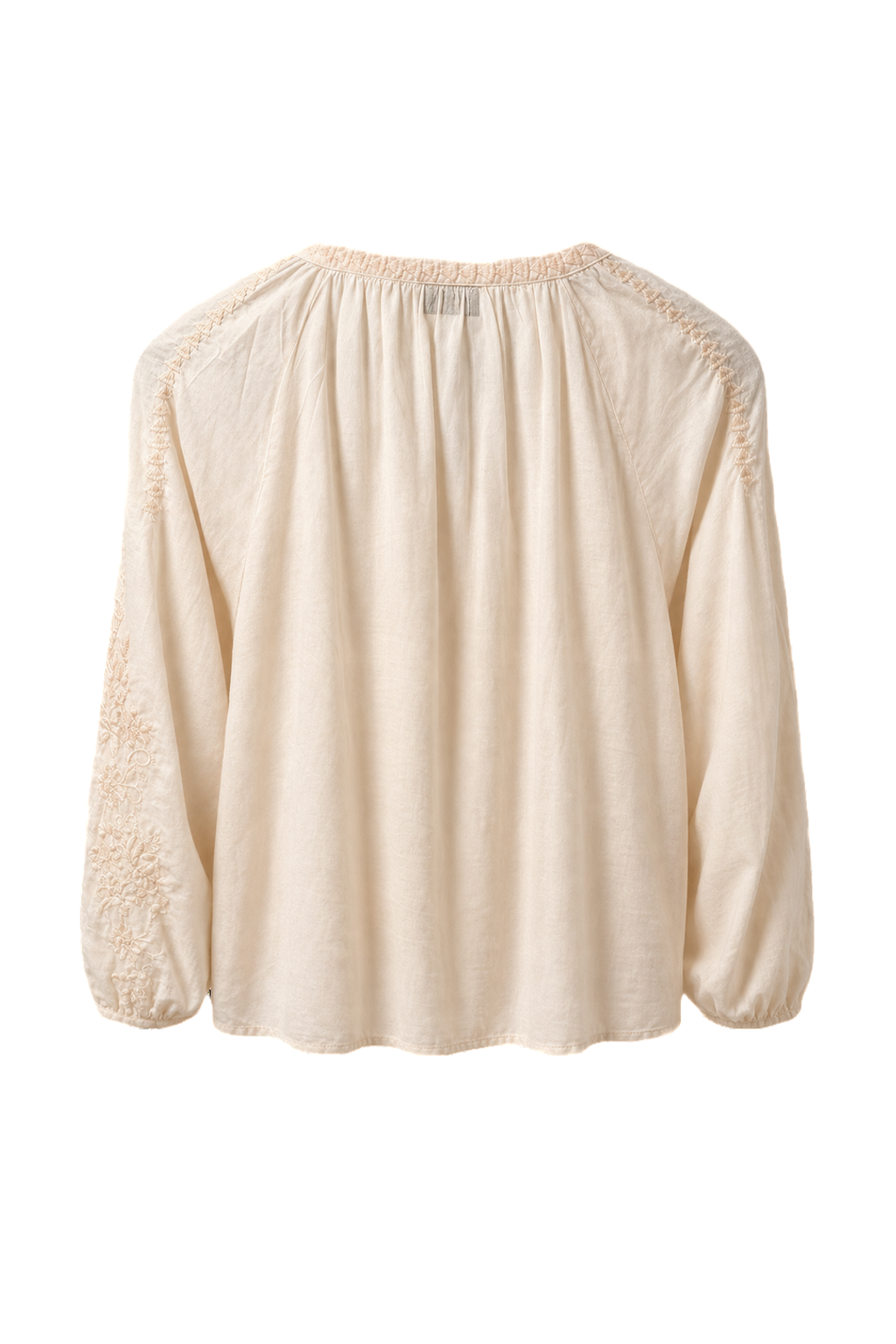1980s Cream White Cotton Blouse - Back View
