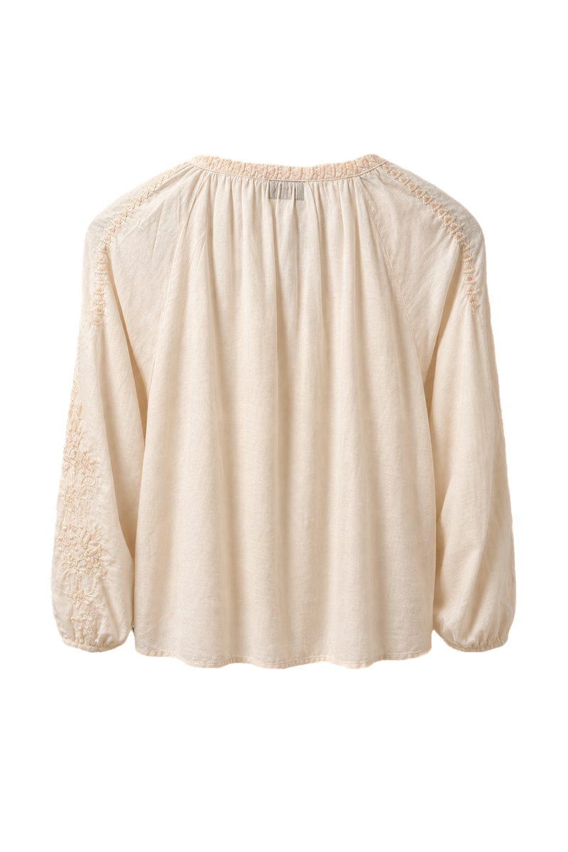 1980s Cream White Cotton Blouse - Back View