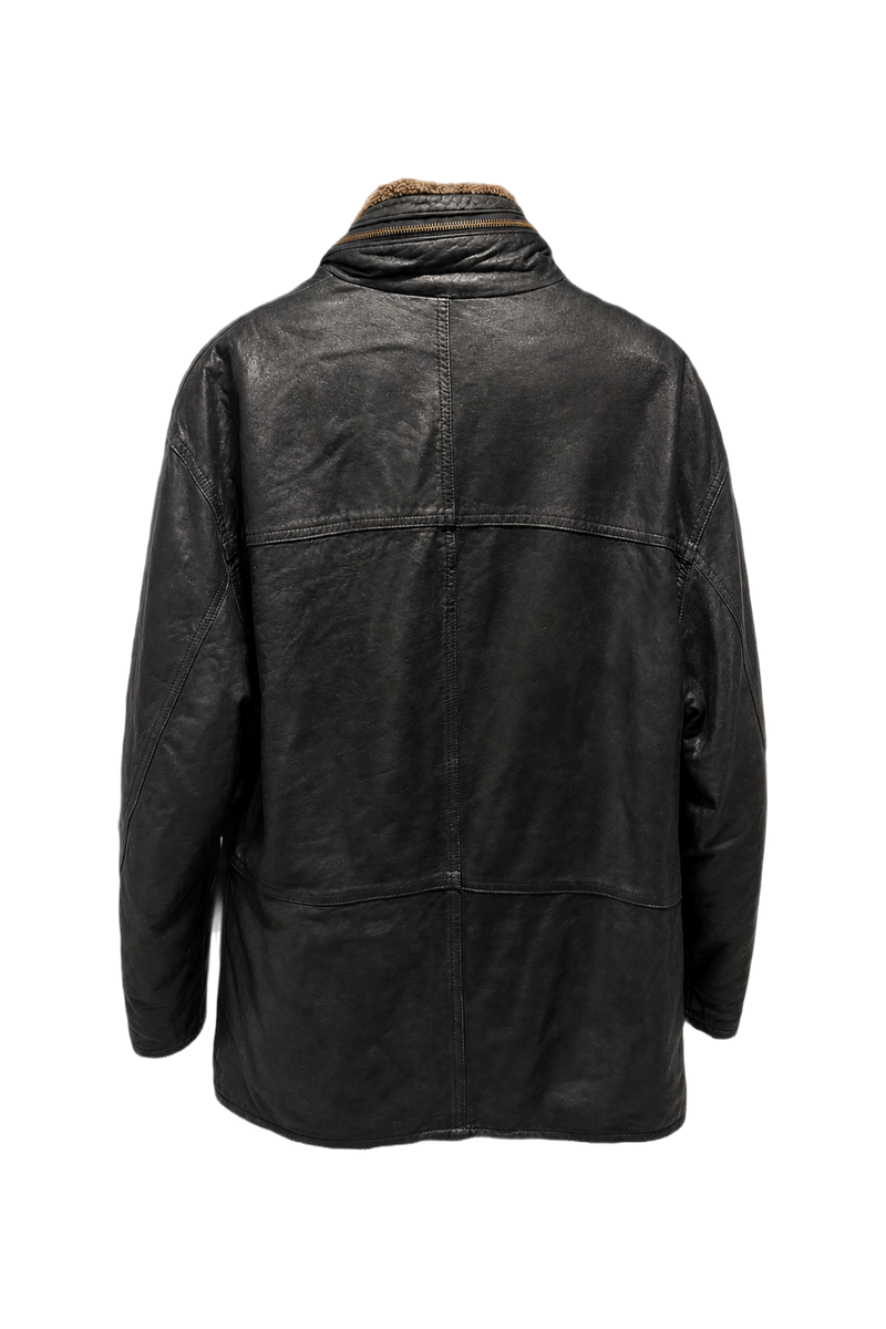 1980s Black Leather Leather Jacket - Back View