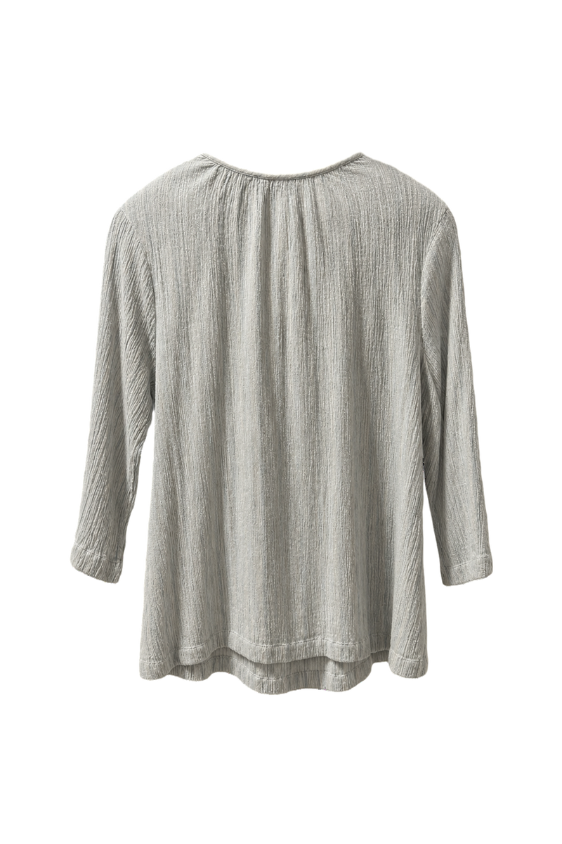 1980s Light Gray Cotton Blouse - Back View