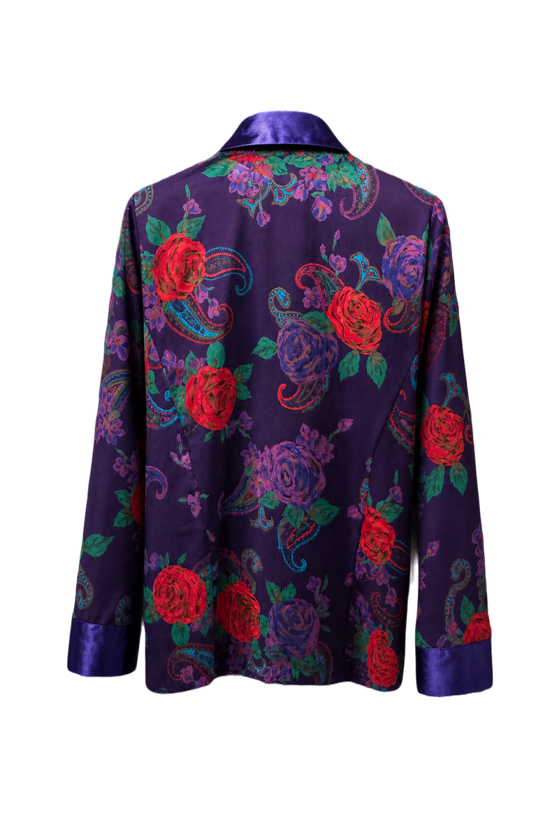 1990s Purple Silk Blazer - Back View