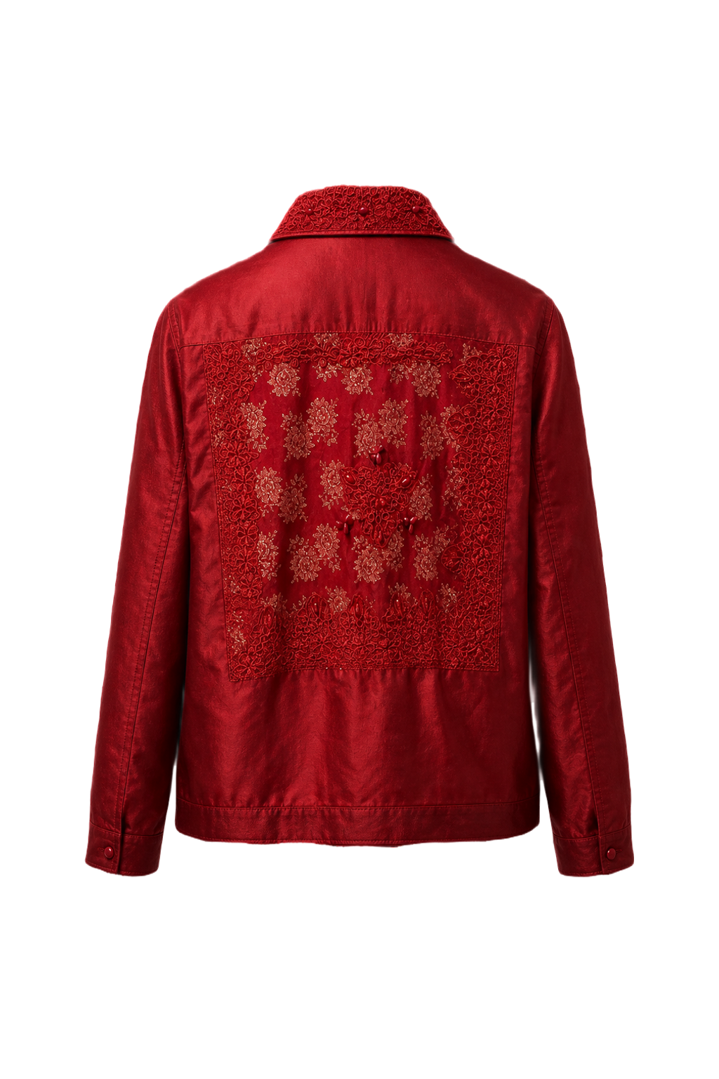 1980s Deep Red Cotton Blend Jacket - Back View