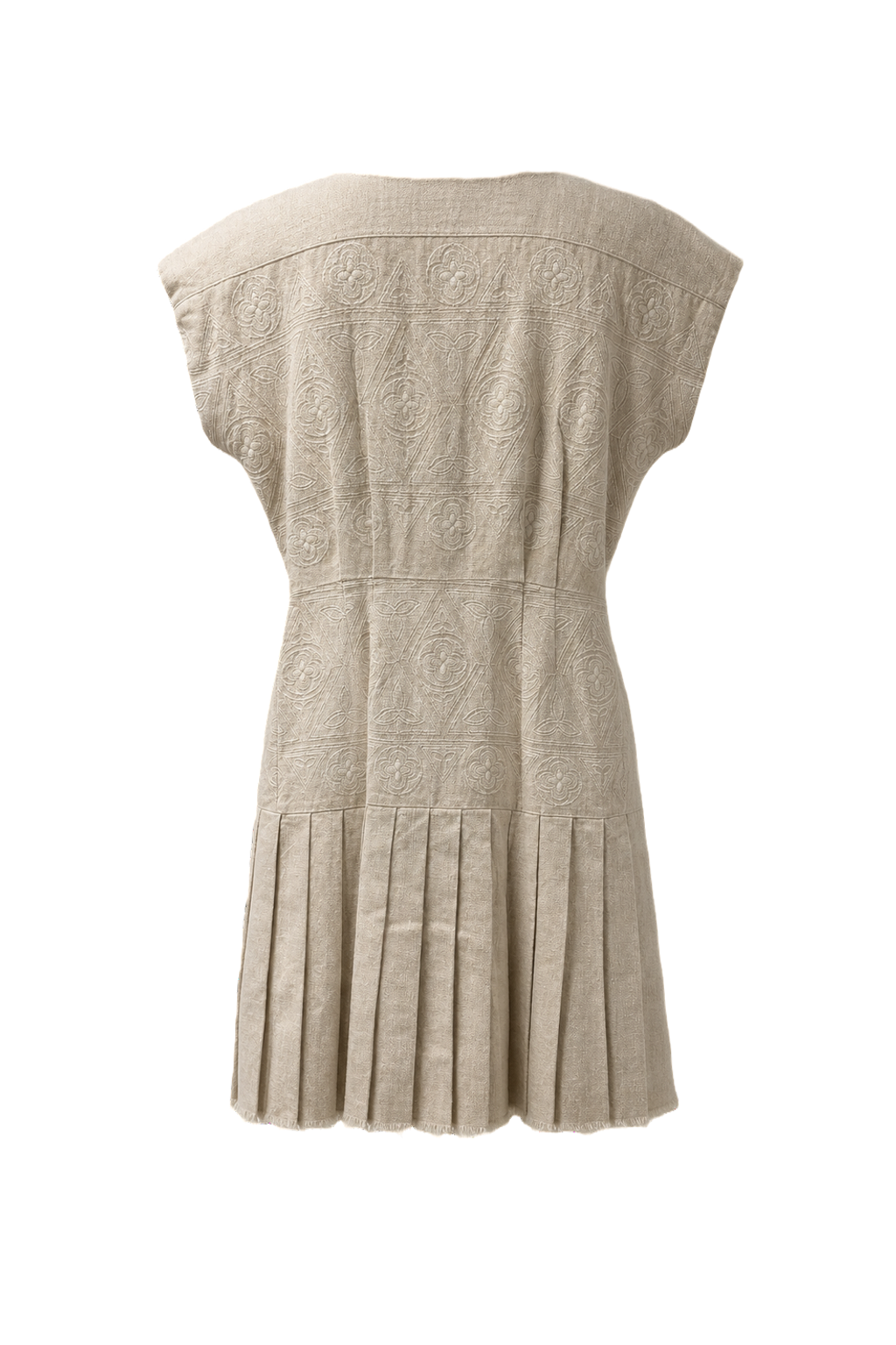 1970s Cream Linen Dress - Back View