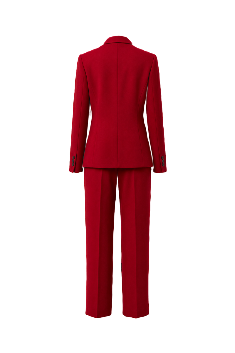1980s Red Wool Blend 2-Piece Suit - Back View