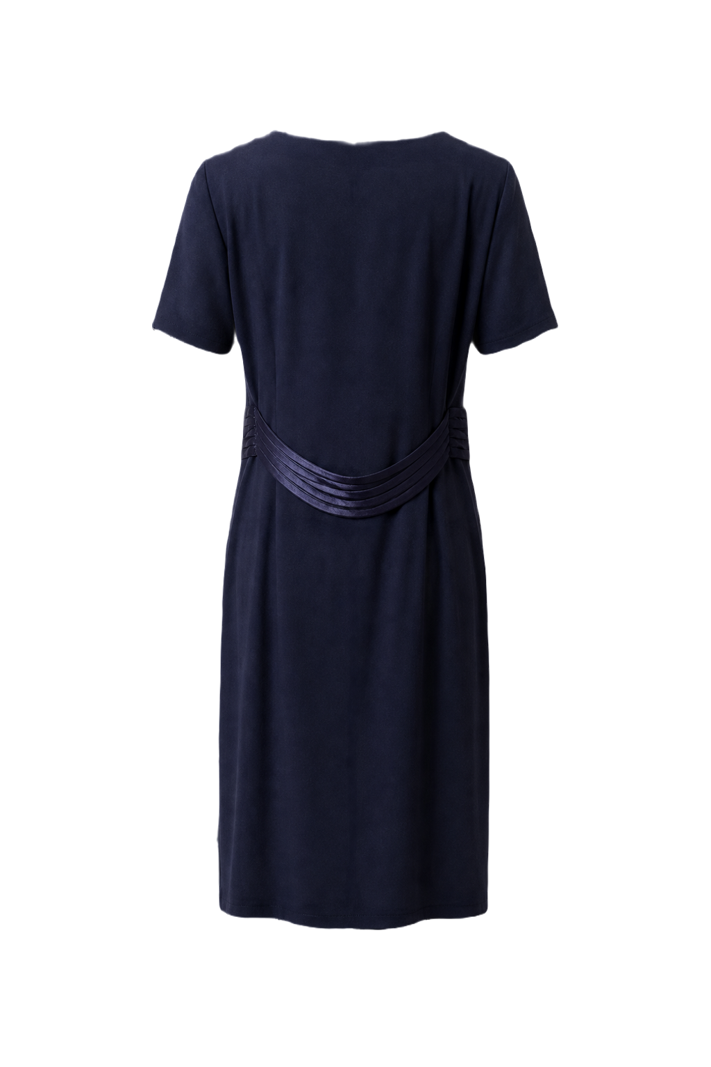 1980s Navy Blue Polyester Blend Dress - Back View