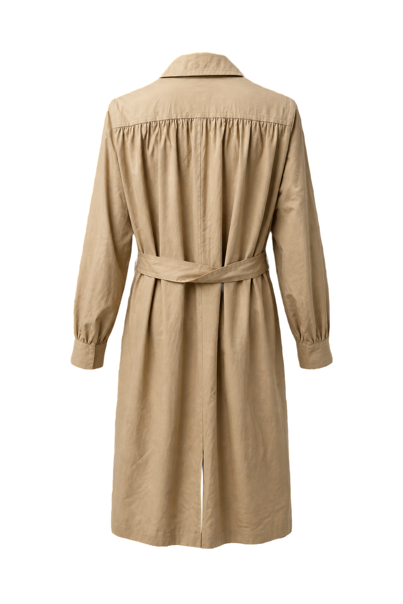 1980s Tan Cotton Blend Trench Coat - Back View