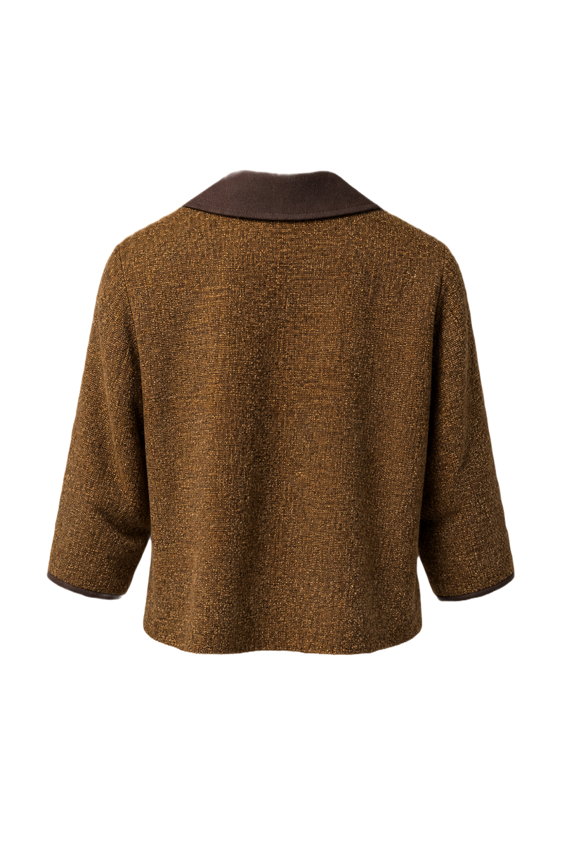 1980s Brown Wool Blend Jacket - Back View