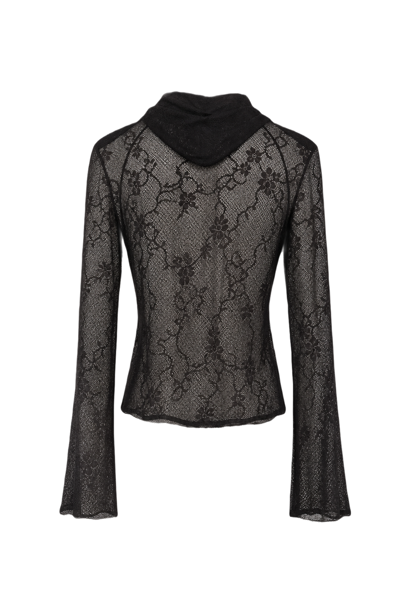 1980s Dark Brown Lace Blouse - Back View