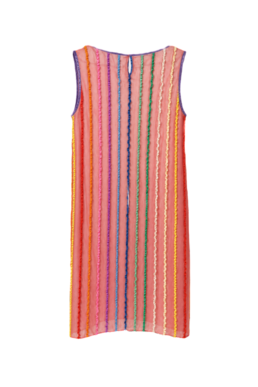 1960s Pink Polyester Blend Shift Dress - Back View
