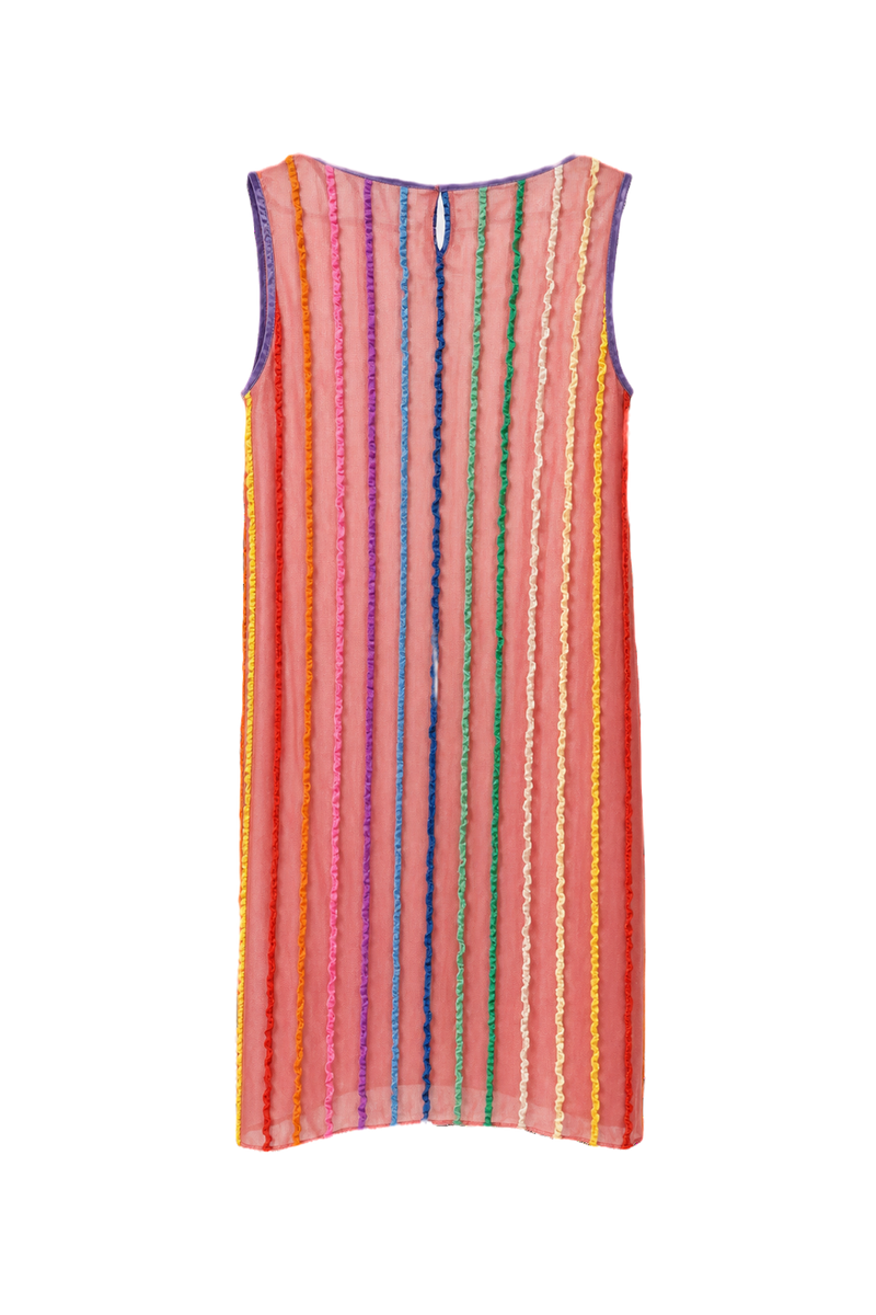 1960s Pink Polyester Blend Shift Dress - Back View
