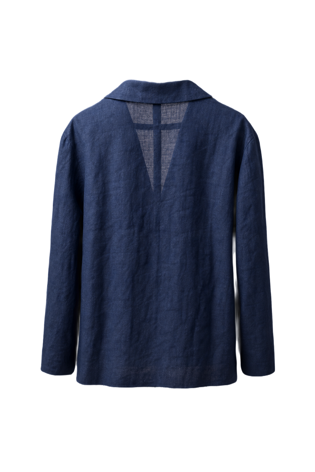 1980s Navy Blue Linen Jacket - Back View