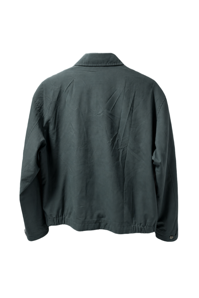 1980s Dark Green Cotton Blend Jacket - Back View