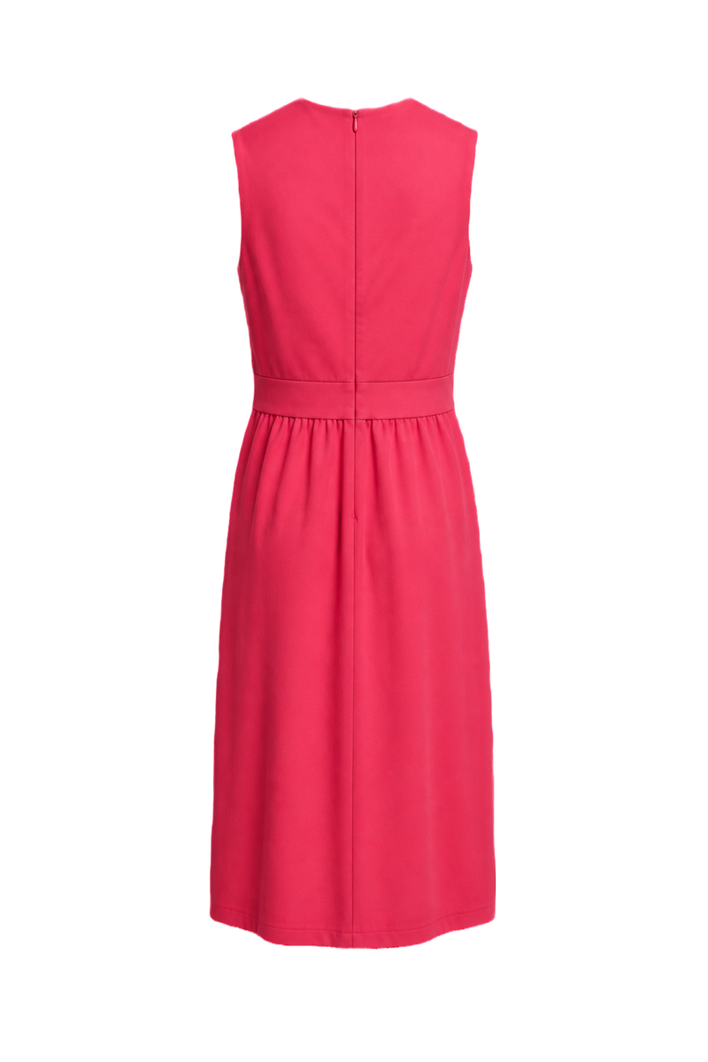 1960s Bright Pink Synthetic Blend Midi Dress - Back View