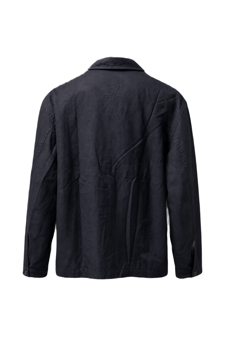 1980s Navy Blue Cotton Blend Jacket - Back View