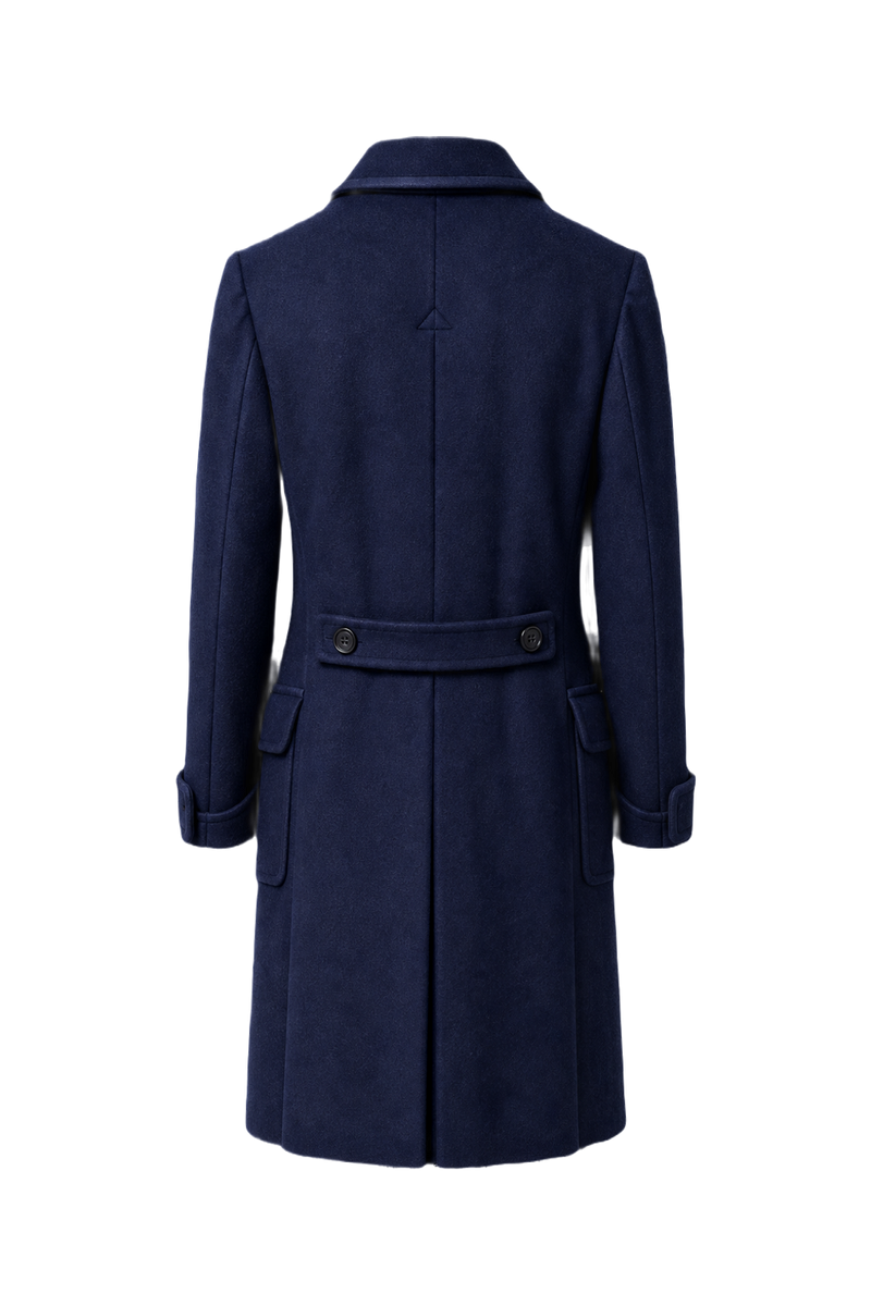 1970s Navy Blue Wool Coat - Back View
