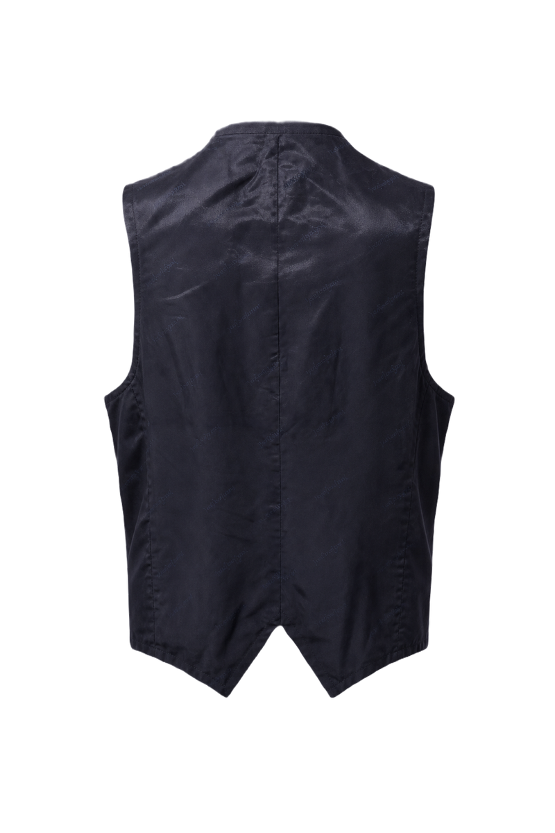 1970s Dark Navy Wool Blend Vest - Back View