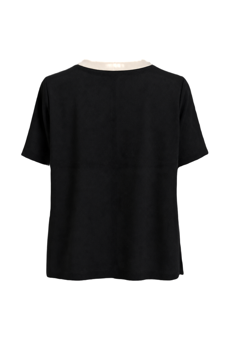 1990s Black Cotton Blend Blouse - Back View