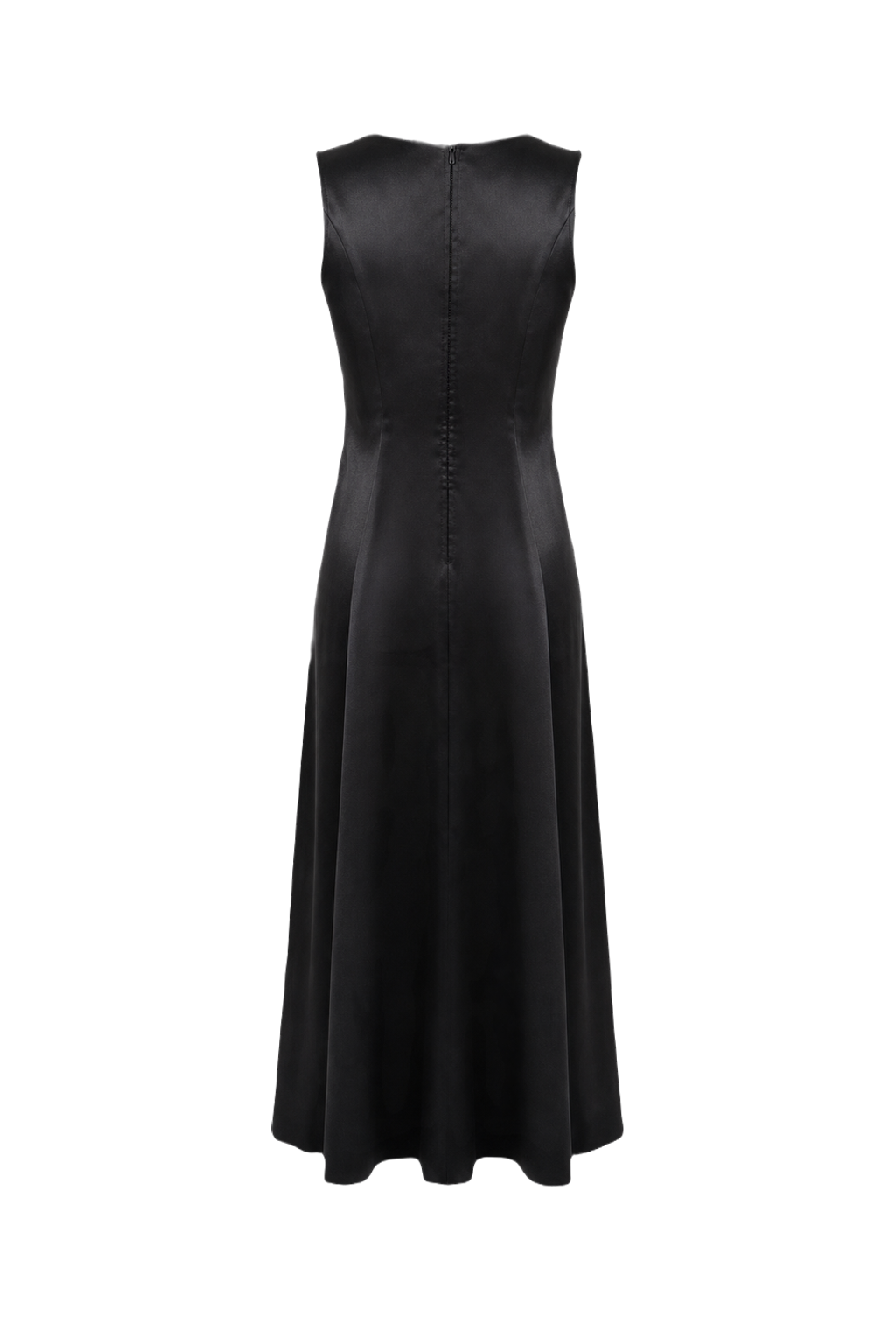 1990s Black Synthetic Blend Midi Dress - Back View