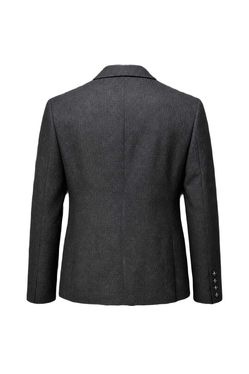 1980s Dark Grey Wool Blend Blazer - Back View