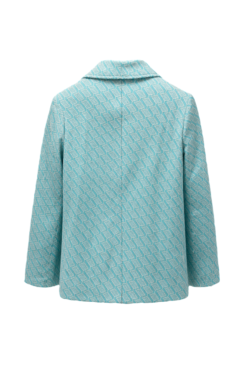 1980s Teal Cotton Blend Jacket - Back View