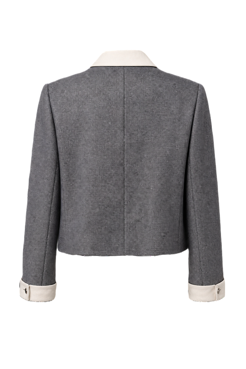 1980s Grey Wool Blend Jacket - Back View
