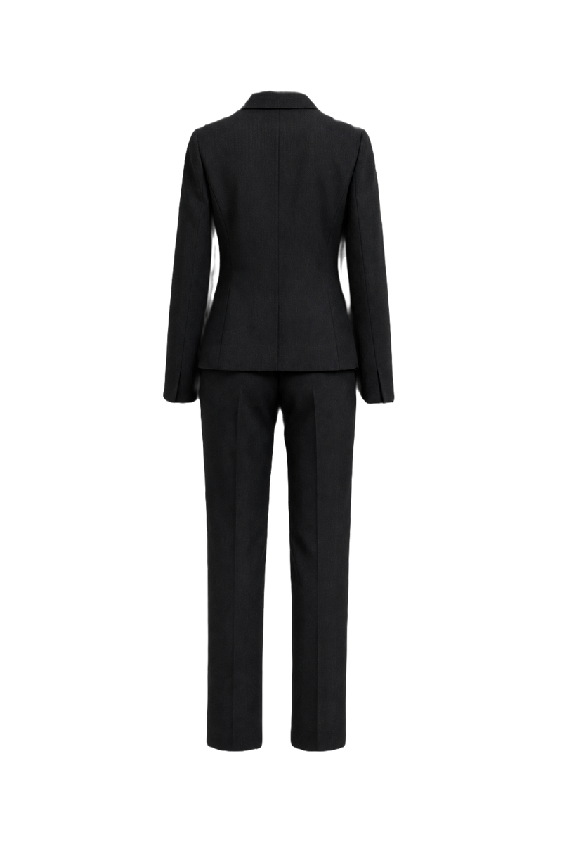 1990s Black Wool Blend Trouser Suit - Back View