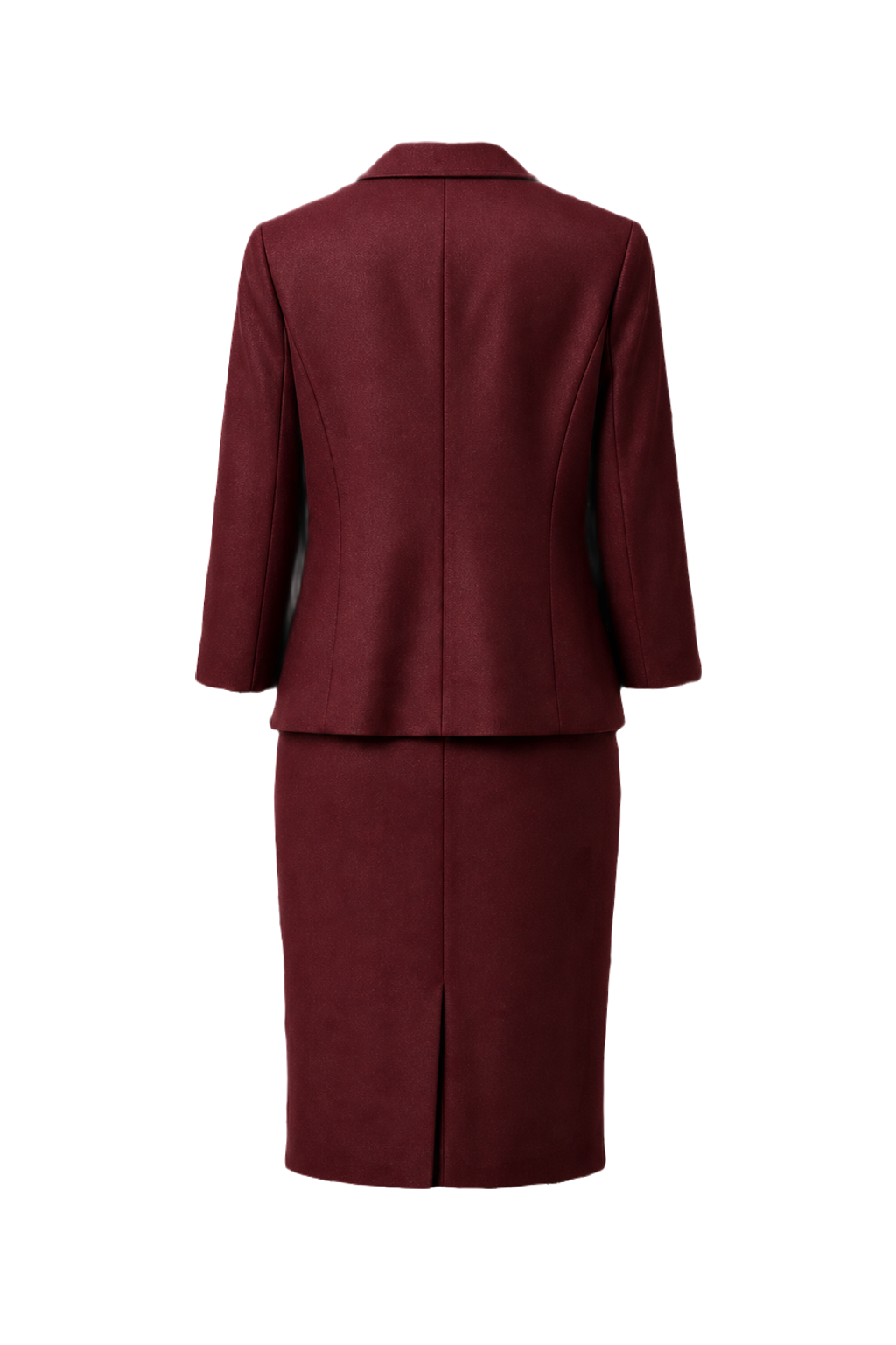 1970s Deep Burgundy Wool Blend Two-Piece Set - Back View