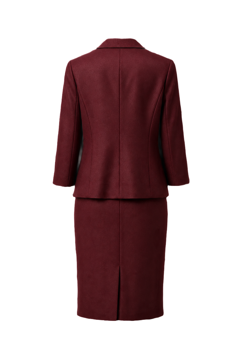 1970s Deep Burgundy Wool Blend Two-Piece Set - Back View