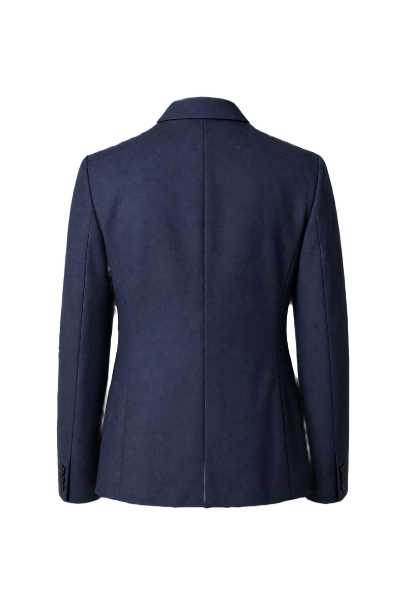 1980s Navy Blue Wool Blend Blazer - Back View