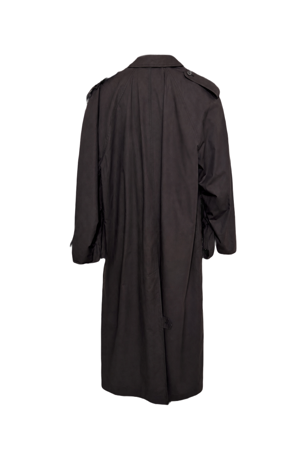 1990s Dark Gray Cotton Blend Trench Coat - Back View