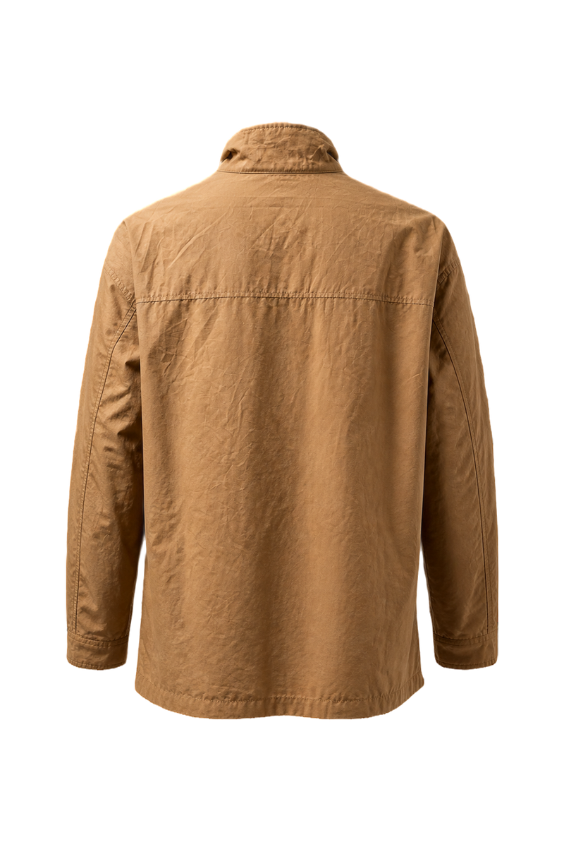 1980s Khaki Cotton Blend Coat - Back View