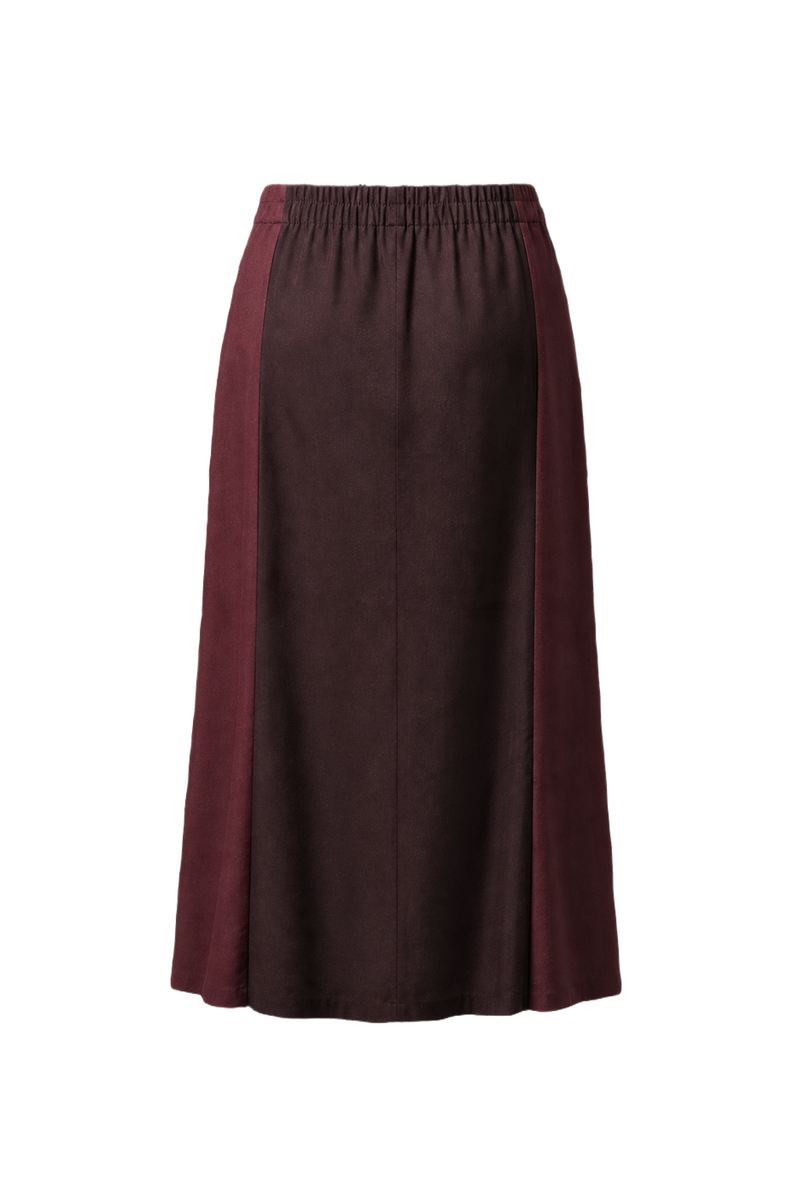 1980s Burgundy Polyester Skirt - Back View