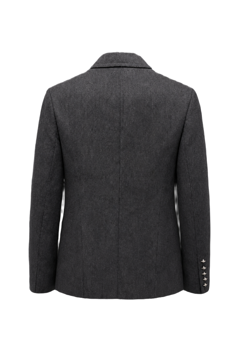 1980s Charcoal Grey Wool Blend Blazer - Back View