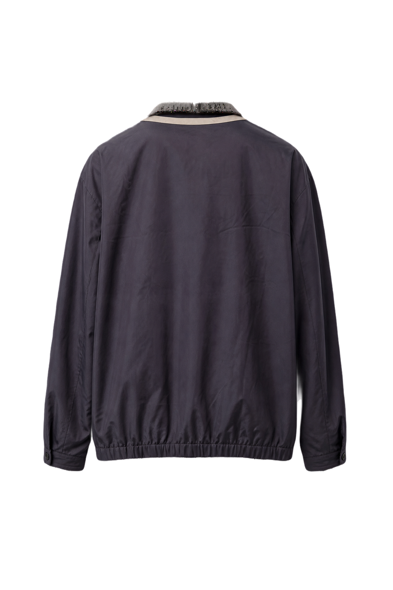 1980s Navy Blue Cotton Blend Jacket - Back View