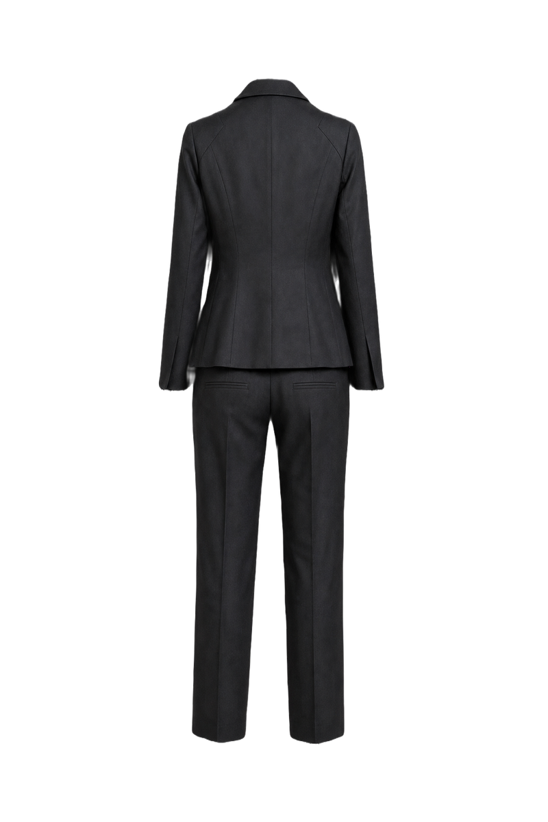 1990s Black Cotton Blend Blazer and Trousers Set - Back View