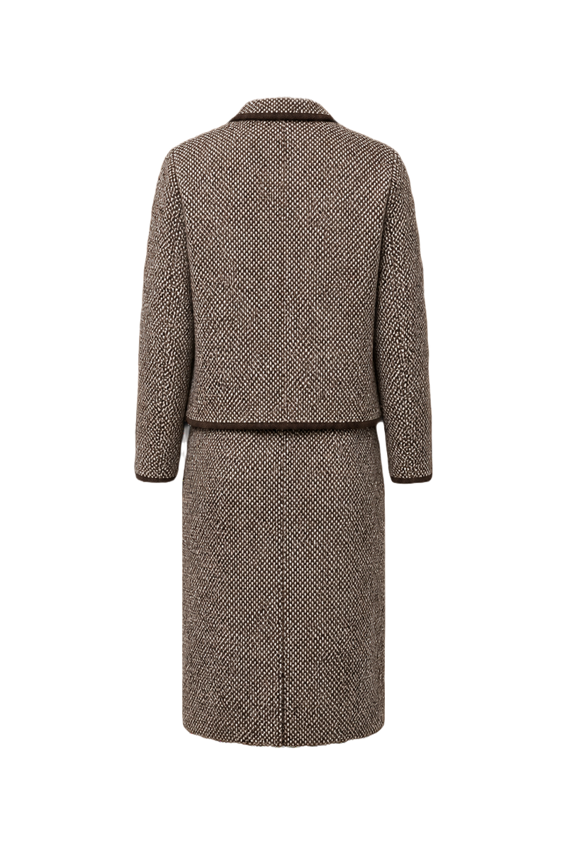1980s Brown Wool Blend Ensemble - Back View