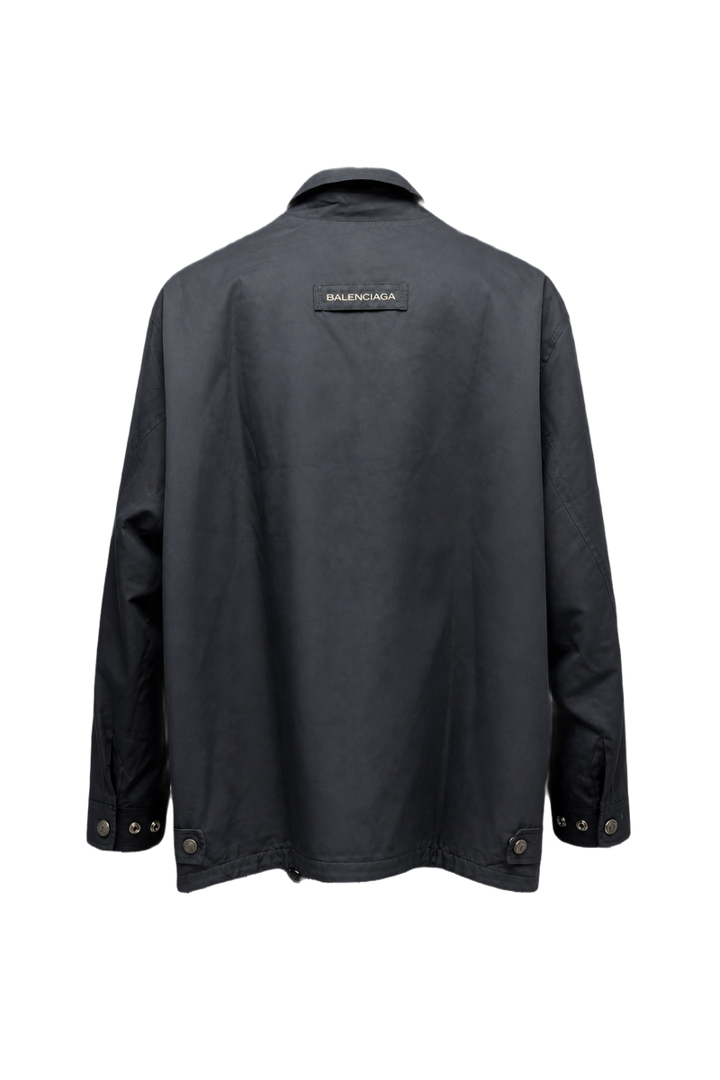 1980s Navy Blue Cotton Blend Jacket - Back View