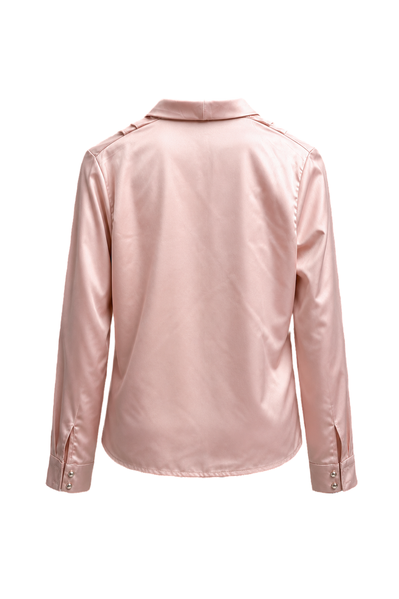 1990s Pale Pink Satin Blouse - Back View
